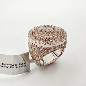 925 Sterling Sliver Moissanite 1inch Circle Elevated Ring, 6.724ctw VVS Stones H